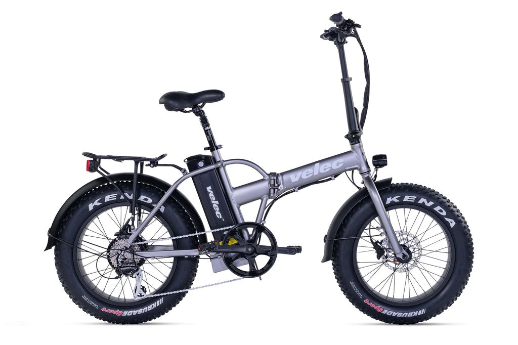 Foldable, high-performance e-bike neatly folded and ready for transportation.